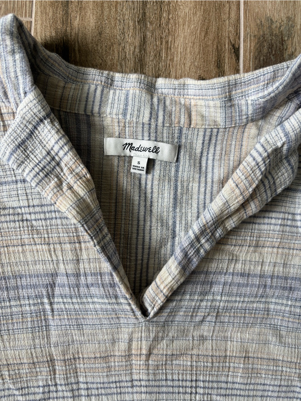 Madewell Lightweight Striped Gauze Shirt — Cream, Blue & Tan